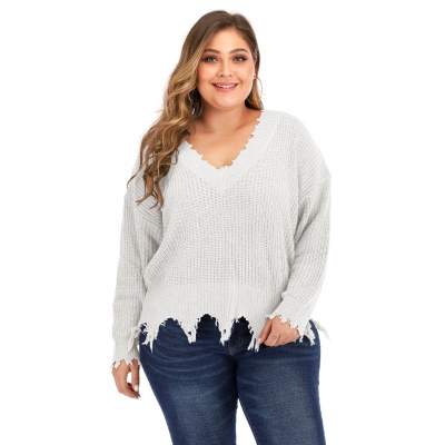 Top femme col V à longue manches patchwork bord