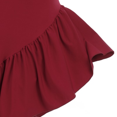 Robe grande taille à volants col V manches courtes