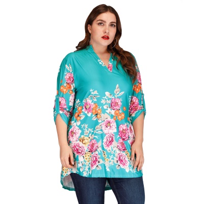 Top femme fleur de pivoine imprimé  manches longues