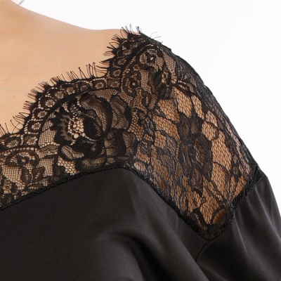 Haut dame dentelle patchwork dos nu profond V