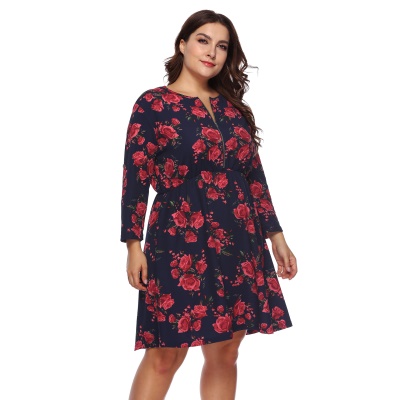 Robe zippée grande taille manches sept points