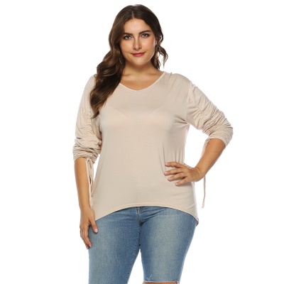 Haut femme col V manches réglables taille longue