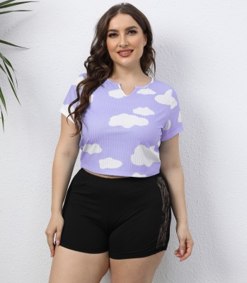 T shirt femme avec nuage blanc imprimé