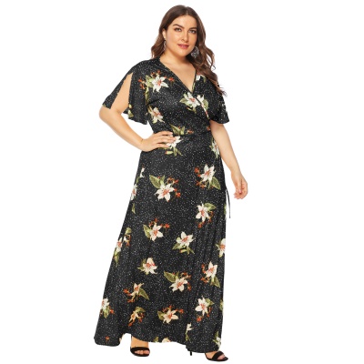 Robe femme imprimé fleuri en V profond straps
