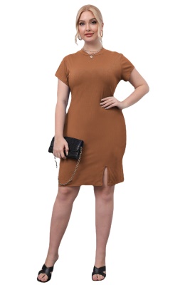 Robe à manches courtes, col rond, coupe slim