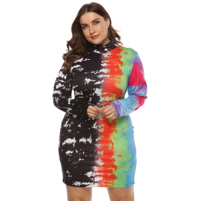 Robe femme couleur jet d'encolure demi-col roulé en soie