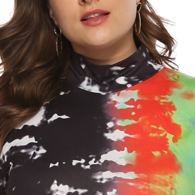 Robe femme couleur jet d'encolure demi-col roulé en soie