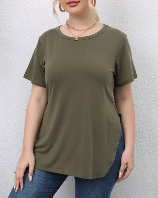 Tops femmes fendues imitation coton tiroir/tricot brossé en soie de lait
