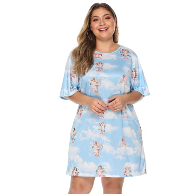 Robe femme imprimé bleu soie
