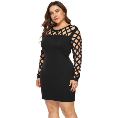 Robe à manches longues, coupe slim et hanches