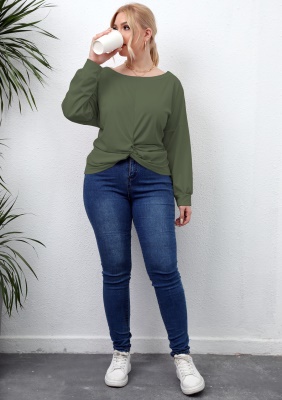 Top femme  haut irrégulier croisé vêtement tissu couleur unie