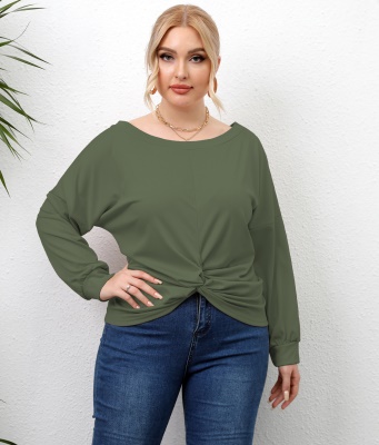 Top femme  haut irrégulier croisé vêtement tissu couleur unie
