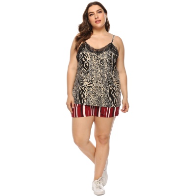 Tops à bretelles pour  femme motif léopard dentelle patchwork bretelles