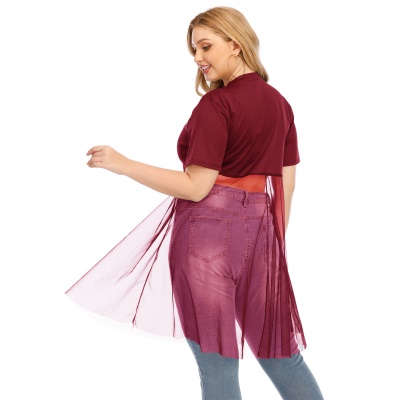 T shirt à manches courtes avec voile  pour femmes