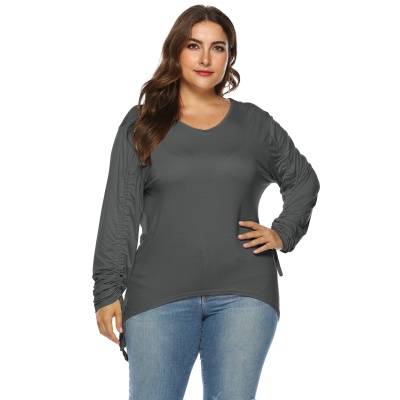 Haut femme col V manches réglables taille longue