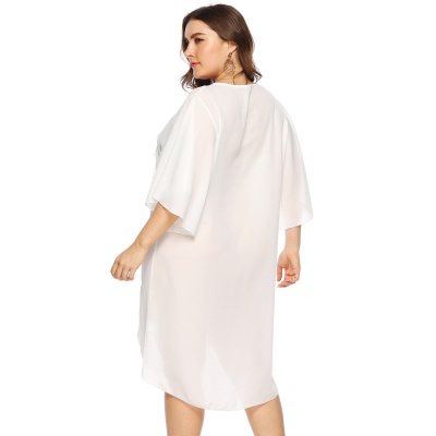 Robe femme dentelle patchwork mousseline manches cornes
