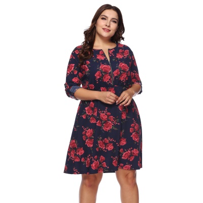 Robe zippée grande taille manches sept points