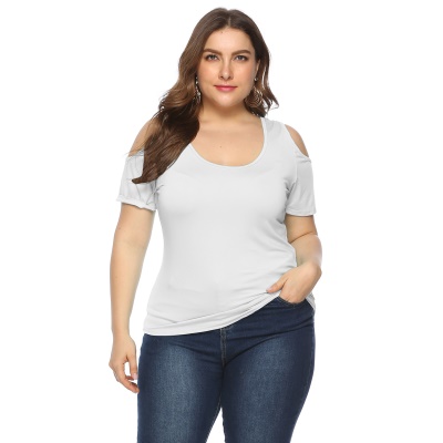 Top femme grande taille col rond épaules nues