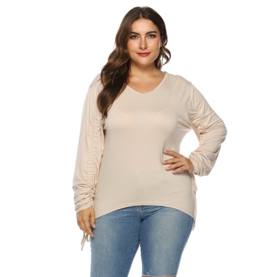 Haut femme col V manches réglables taille longue