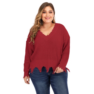 Top femme col V à longue manches patchwork bord