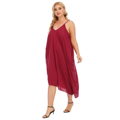 Robe double poche pour femme col en V avec bretelles