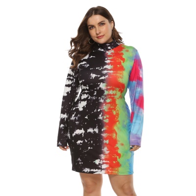 Robe femme couleur jet d'encolure demi-col roulé en soie
