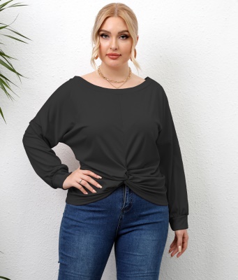 Top femme  haut irrégulier croisé vêtement tissu couleur unie