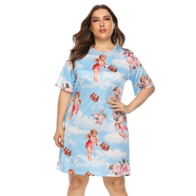 Robe manches courtes grande taille pour femmes