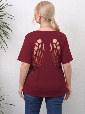Top femme avec ailes creuses et fleurs brûlées