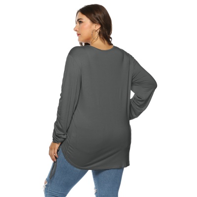 Haut femme col V manches réglables taille longue