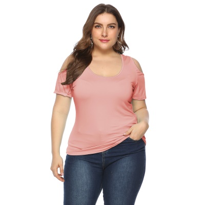 Top femme grande taille col rond épaules nues