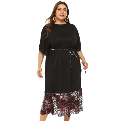 Robe à bretelles grande taille manches chauve-souris