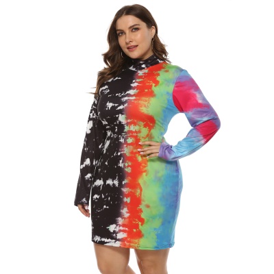 Robe femme couleur jet d'encolure demi-col roulé en soie