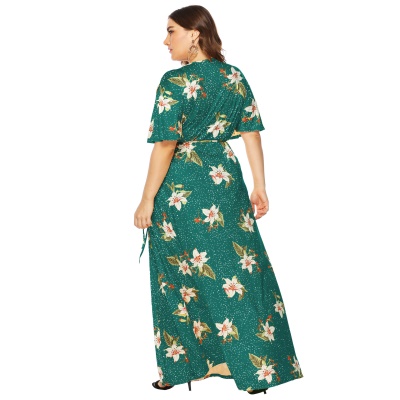 Robe femme imprimé fleuri en V profond straps