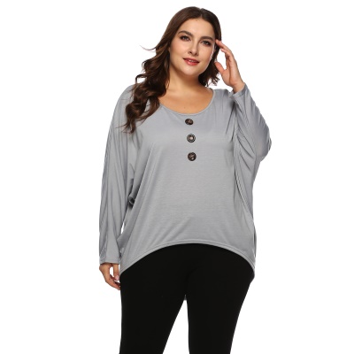 Sweat femme manches chauve-souris amples boutons torsadés décoration