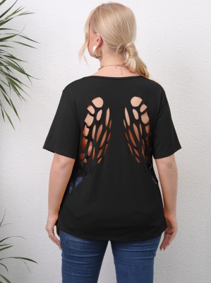 Top femme avec ailes creuses et fleurs brûlées