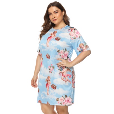 Robe manches courtes grande taille pour femmes