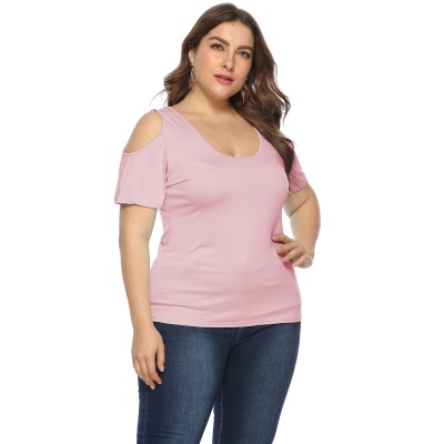 Top femme grande taille col rond épaules nues