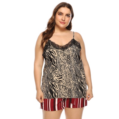 Tops à bretelles pour  femme motif léopard dentelle patchwork bretelles