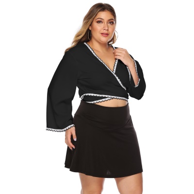 Top femme manches cornes patchwork dentelle cardigan