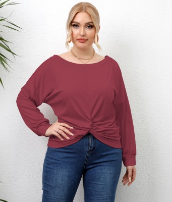 Top femme  haut irrégulier croisé vêtement tissu couleur unie
