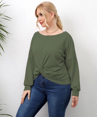 Top femme  haut irrégulier croisé vêtement tissu couleur unie