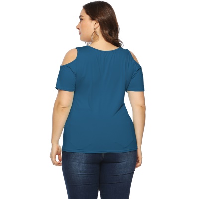 Top femme grande taille col rond épaules nues