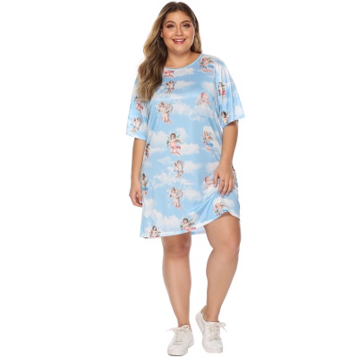 Robe femme imprimé bleu soie