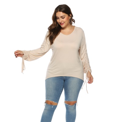 Haut femme col V manches réglables taille longue