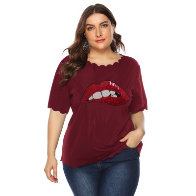 Top Femme haut lèvres autocollant bord ondulé