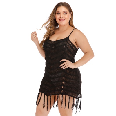 Robe femme perspective ajourée franges patchwork bretelles