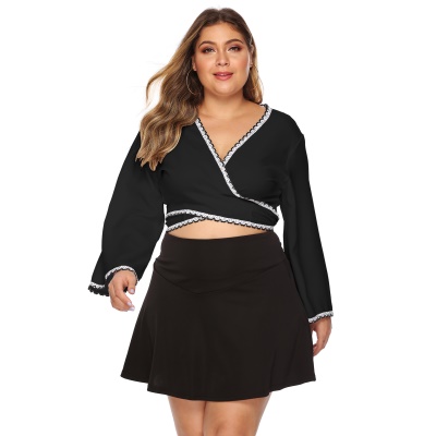 Top femme manches cornes patchwork dentelle cardigan