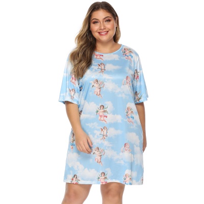 Robe femme imprimé bleu soie