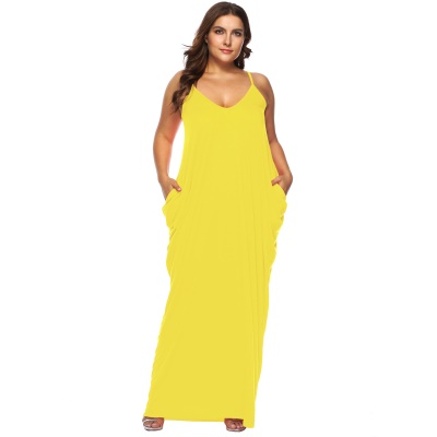 Robe à double poche Robe longue avec bretelles